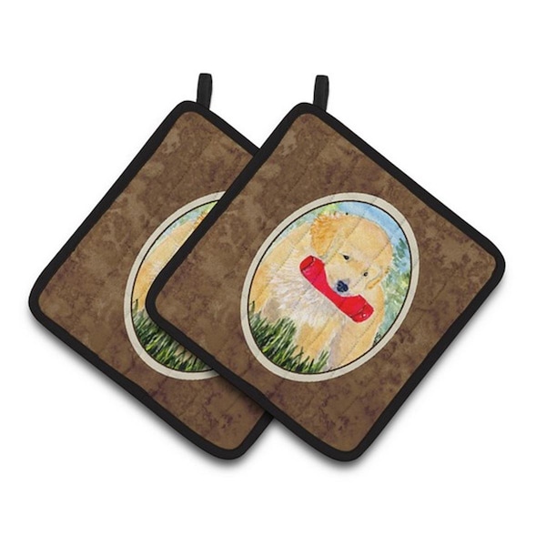 Carolines Treasures Golden Retriever Pair of Pot Holders, 7.5 x 3 x 7.5 in. - SS8858PTHD