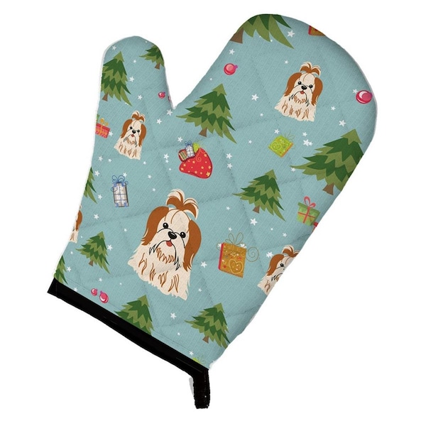 Carolines Treasures Christmas Shih Tzu Red and White Oven Mitt - BB4747OVMT