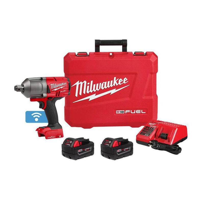 Llave de impacto de alto par Milwaukee M18 FUEL ONE-KEY de 18V de iones de litio sin escobillas inalámbrica de 3/4 pulg. con anillo de fricción, baterías resistentes - 2864-22R