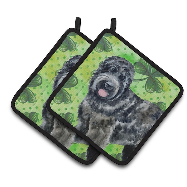 Carolines Treasures Black Russian Terrier St.Patricks Pair of Pot Holders - BB9851PTHD
