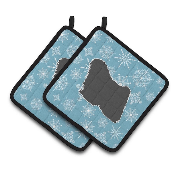 Carolines Treasures Winter Snowflake Puli Pair of Pot Holders - BB3563PTHD