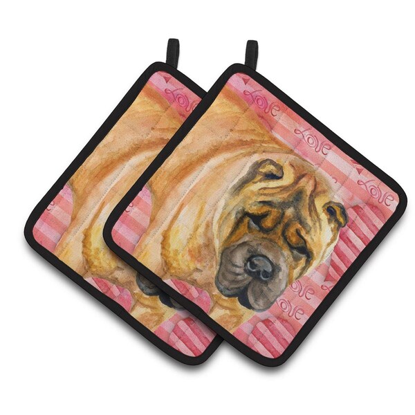 Carolines Treasures Shar Pei Love Pair of Pot Holders - BB9748PTHD