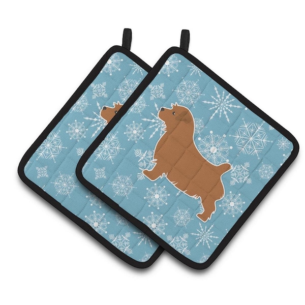 Carolines Treasures Winter Snowflake Norfolk Terrier Pair of Pot Holders - BB3509PTHD