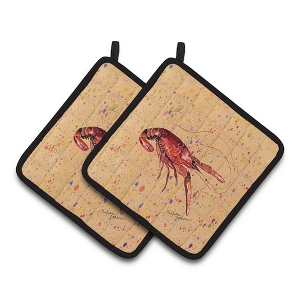 Carolines Treasures Crawfish Pair of Pot Holders, 7.5 x 3 x 7.5 in. - 8468PTHD