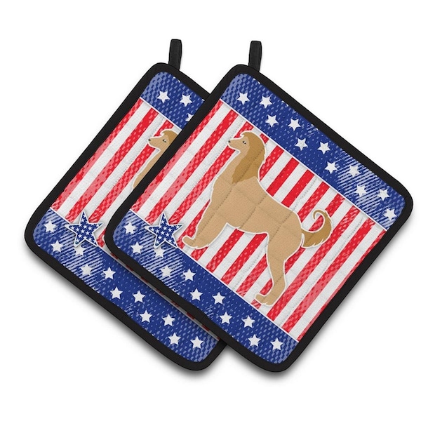 Carolines Treasures USA Patriotic Afghan Hound Pair of Pot Holders - BB3306PTHD