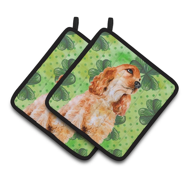 Carolines Treasures Cocker Spaniel St.Patricks Pair of Pot Holders - BB9880PTHD