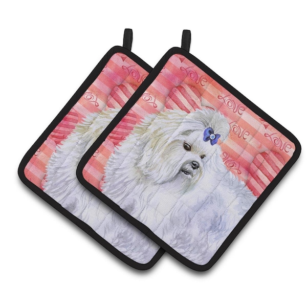 Carolines Treasures Maltese Love Pair of Pot Holders - BB9738PTHD