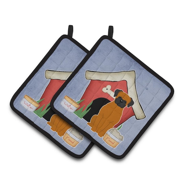 Carolines Treasures Dog House Collection Fawn Boxer Pair of Pot Holders - BB2869PTHD