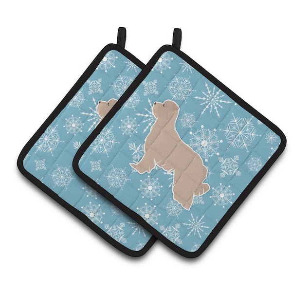 Carolines Treasures Winter Snowflake Pyrenean Shepherd Pair of Pot Holders - BB3518PTHD