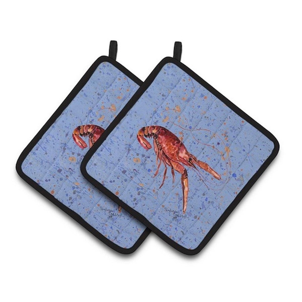 Carolines Treasures Crawfish Pair of Pot Holders, 7.5 x 3 x 7.5 in. - 8458PTHD
