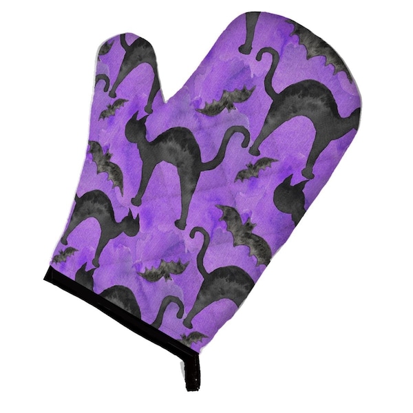 Carolines Treasures Watecolor Halloween Black Cats on Purple Oven Mitt - BB7528OVMT