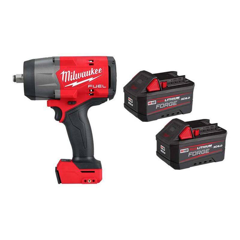 Llave de Impacto Inalámbrica sin Cepillo de Litio-Ion de 18V Milwaukee M18 FUEL con 1/2 pulgada con (2) Baterías FORGE de 6 Ah - 2967-20-48-11-1861P