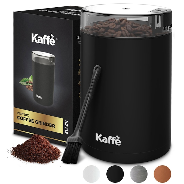 Kaffe Electric Coffee Grinder - 14 Cup (3.5oz) with Cleaning Brush. Easy On/Off. Black - KF2010