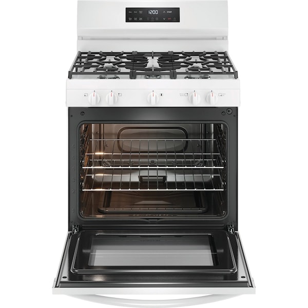 Almo Frigidaire 30-Inch Quick Boil Gas Range with 5 Burners and Steam Clean, White - FCRG3062AW