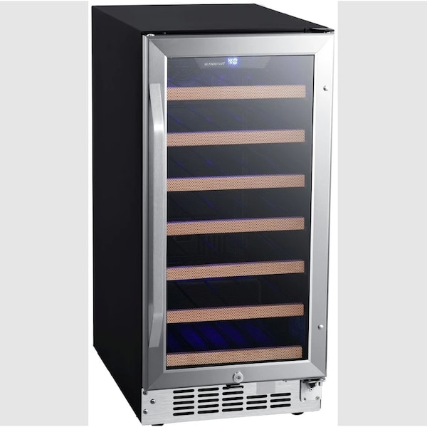 Edgestar 15 Inch Wide 30 Bottle BuiltIn Single Zone Wine Cooler with Reversible Door and LED Lighting - CWR302SZ