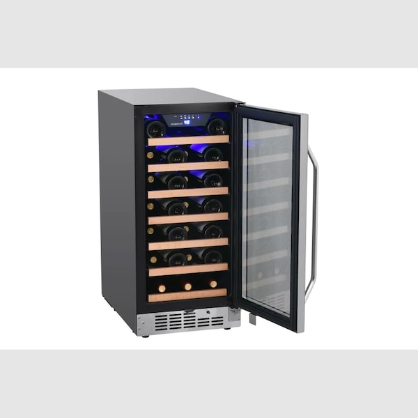 Edgestar 15 Inch Wide 30 Bottle BuiltIn Single Zone Wine Cooler with Reversible Door and LED Lighting - CWR302SZ