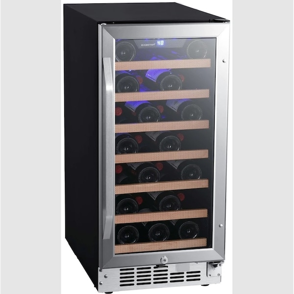 Edgestar 15 Inch Wide 30 Bottle BuiltIn Single Zone Wine Cooler with Reversible Door and LED Lighting - CWR302SZ