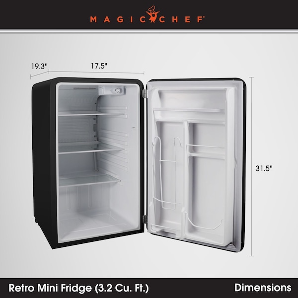 Magic Chef 3.2 cu. ft. Retro Mini Refrigerator in Mint Green without Freezer - MCR32CHB