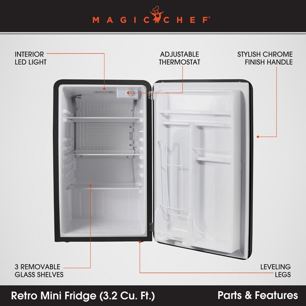 Magic Chef 3.2 cu. ft. Retro Mini Refrigerator in Mint Green without Freezer - MCR32CHB