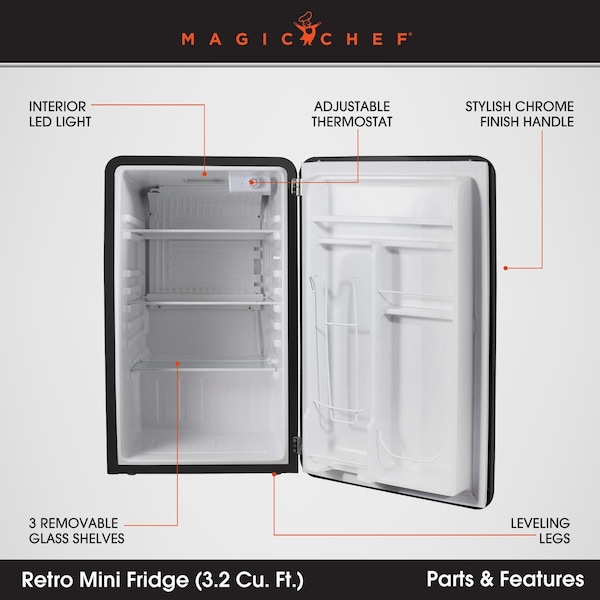 Magic Chef 3.2 cu. ft. Retro Mini Refrigerator in Mint Green without Freezer - MCR32CHB