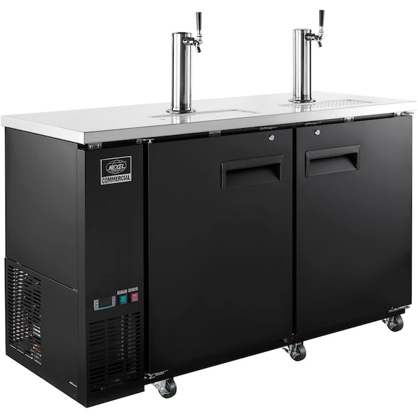 Global Industrial Nexel Beer Dispenser Cooler w/ 2 Single Tap Dispensers, 15.8 Cu. Ft., Black - 243100