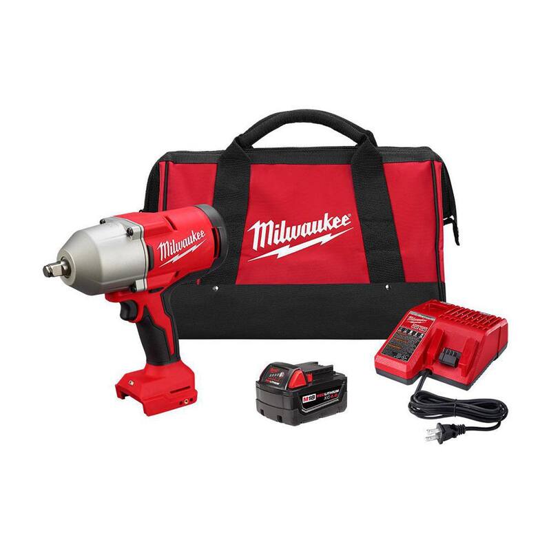 Llave de Impacto Inalámbrica sin Escobillas de Litio Milwaukee M18 18V de 1/2 pulg con Anillo de Fricción - Kit 2666-21B