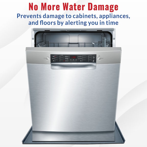 American Built Pro Dishwasher Drain Pan - Open-Ended Directs wtr Upfront for Leak Detection  - 24 inch x 20.5 inch, Gry - DWP-1G