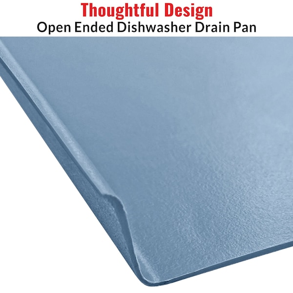 American Built Pro Dishwasher Drain Pan - Open-Ended Directs wtr Upfront for Leak Detection  - 24 inch x 20.5 inch, Gry - DWP-1G
