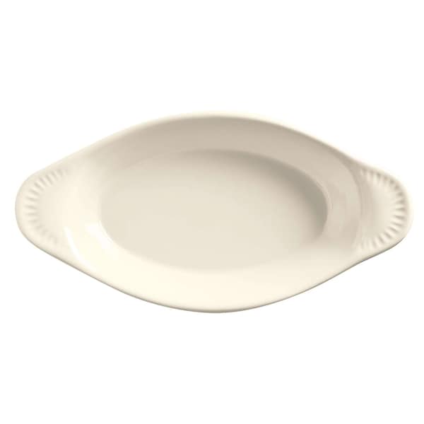 World Tableware Bedrock Ovenware 8.625 8 oz. Cream White Oval Welsh Rarebit, PK24 - OAG-8-WW