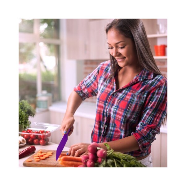Hastings Home Hastings Home Colorful 10-Piece Knife Set- Magnetic Bar Storage- Stainless-Steel Blades - 253775SWZ