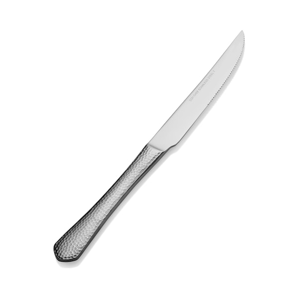 Bon Chef Reflections, Steak Knife, Euro, Solid Handle, Mirror Finish, 13/0, 9.98" , set of 12 - S1215