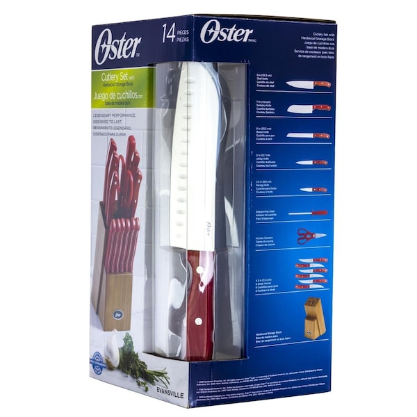 Oster Stainless Steel Cutlery Set with Red Handles - 14 Piece - OS336062