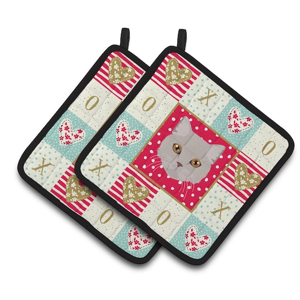 Carolines Treasures 7.5 x 7.5 in. Brazilian Semi Longhair Cat Love Pair of Pot Holders - CK5094PTHD