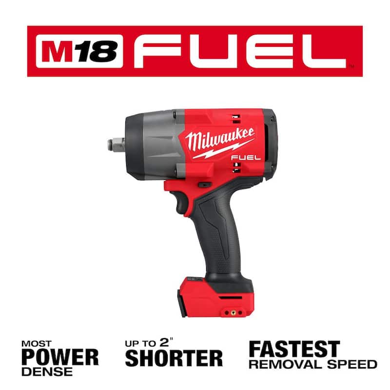 Llave de impacto inalámbrica sin escobillas de litio Milwaukee M18 FUEL de 18V con anillo de fricción de 1/2 pulgadas (2 herramientas) - 2967-20-2967-20