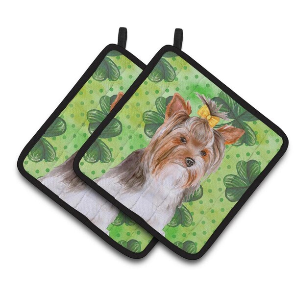 Carolines Treasures Yorkshire Terrier No.2 St.Patricks Pair of Pot Holders - BB9897PTHD