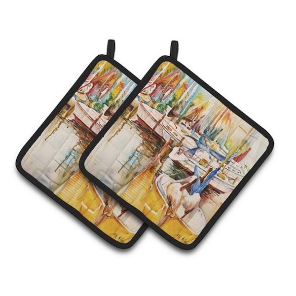 Carolines Treasures Carolines Treasures JMK1238PTHD Pelicans & Sailboats Pair of Pot Holders; 7.5 x 3 x 7.5 in. - JMK1238PTHD