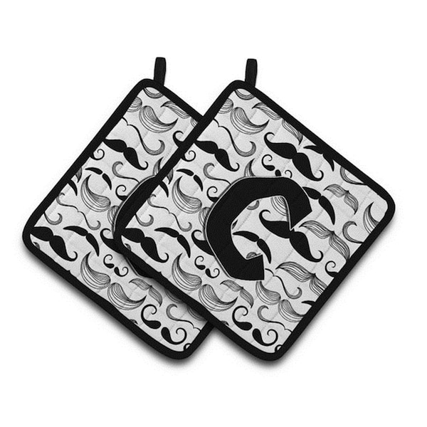 Carolines Treasures Letter C Moustache Initial Pair of Pot Holders, 7.5 x 3 x 7.5 in. - CJ2009-CPTHD