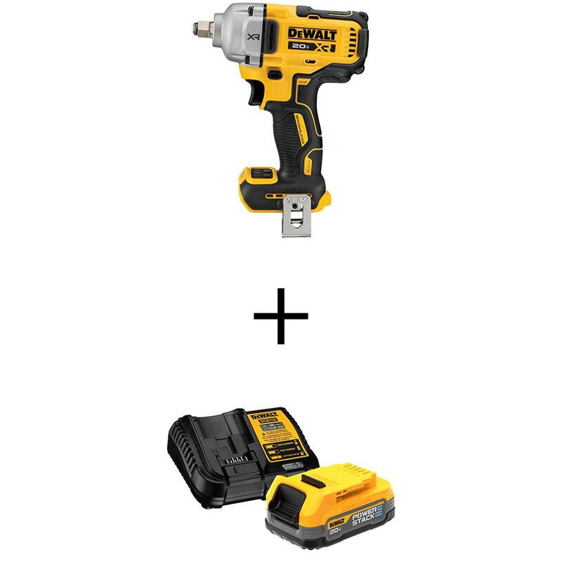 Llave de impacto inalámbrica DEWALT 20V MAX XR de 1/2 pulgadas con batería compacta 20V MAX POWERSTACK - Kit de inicio DCF891BWCBP034C