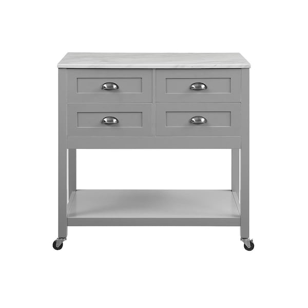 Kd Aparador 36.25 x 36 x 20 in. Connell Kitchen Island & Cart, Gray - KD3046448