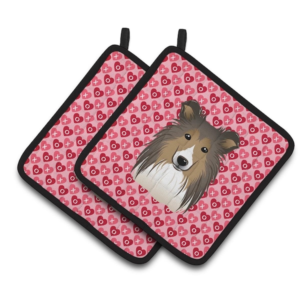 Carolines Treasures Sheltie Hearts Pair of Pot Holders - BB5312PTHD
