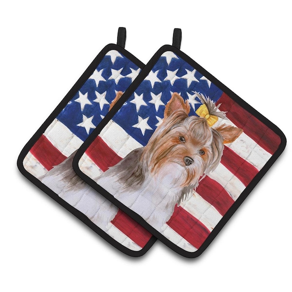 Carolines Treasures Yorkshire Terrier No 2 Patriotic Pair of Pot Holders - BB9723PTHD