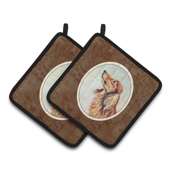 Carolines Treasures Long Haired Red Dachshund Pair of Pot Holders, 7.5 x 3 x 7.5 in. - 7240PTHD