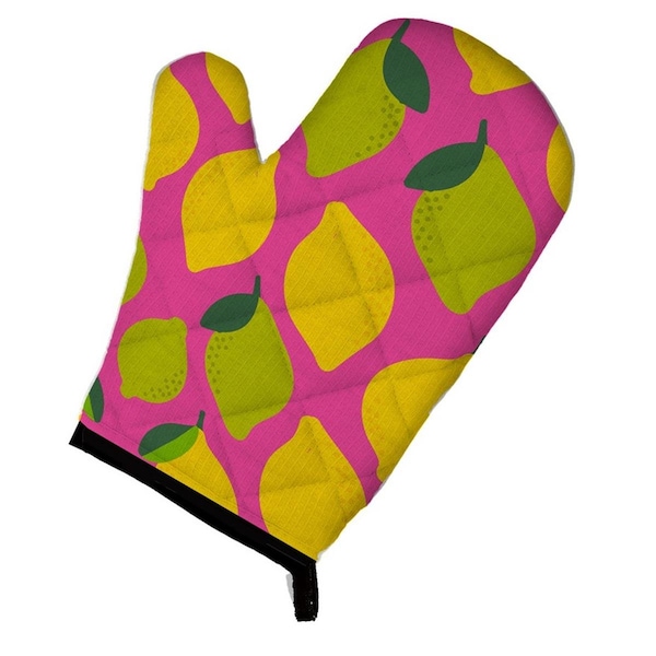 Carolines Treasures Lemons and Limes on Pink Oven Mitt - BB5143OVMT