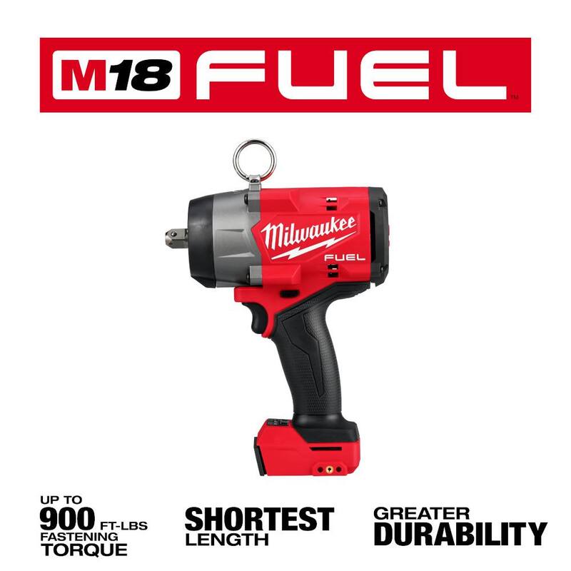 Milwaukee M18 FUEL 18V Llave de impacto inalámbrica de alto torque sin escobillas de iones de litio de 1/2 pulgada con seguro de pasador y batería de 5.0 Ah - 2966-20-48-11-1850R
