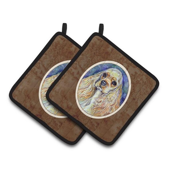 Carolines Treasures Buff Cocker Spaniel Pair of Pot Holders, 7.5 x 3 x 7.5 in. - 7178PTHD
