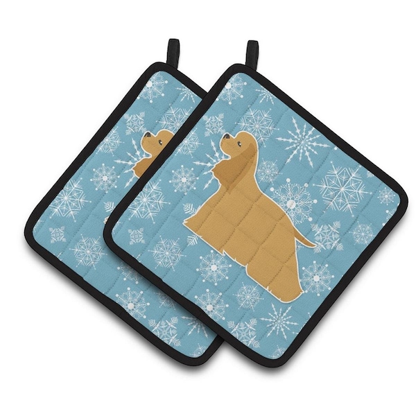 Carolines Treasures Winter Snowflake Cocker Spaniel Pair of Pot Holders - BB3486PTHD