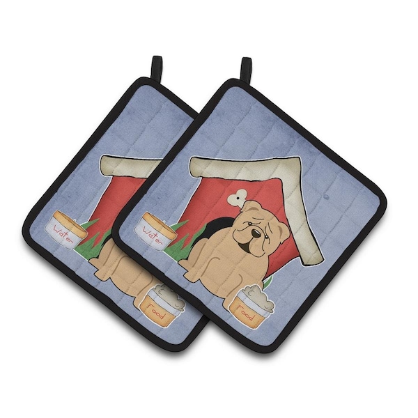 Carolines Treasures Dog House Collection English Bulldog Fawn Pair of Pot Holders - BB2878PTHD
