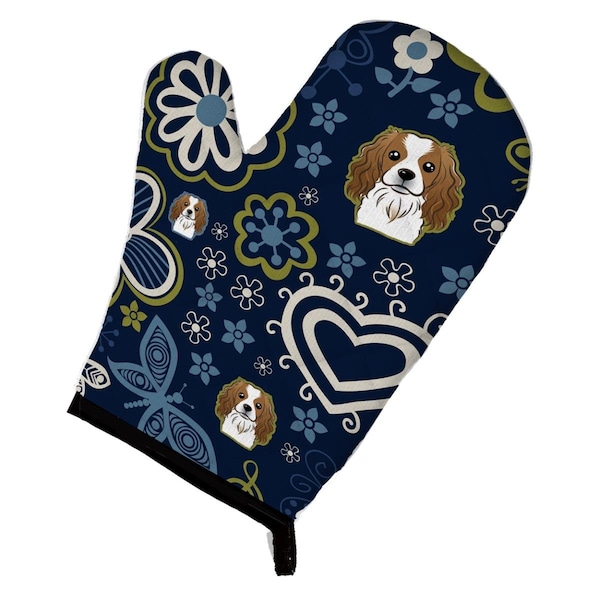 Carolines Treasures Blue Flowers Cavalier Spaniel Oven Mitt - BB5075OVMT