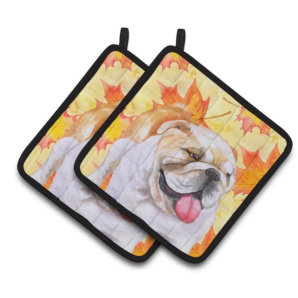 Carolines Treasures English Bulldog Fall Pair of Pot Holders - BB9900PTHD
