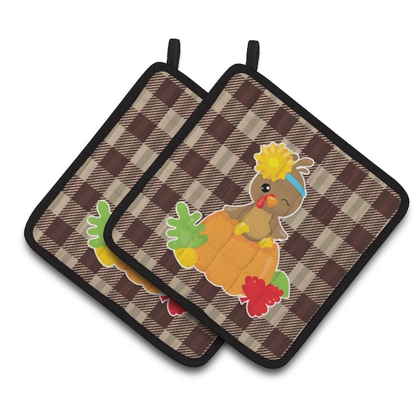 Carolines Treasures Thanksgiving Baby Turkey Pair of Pot Holders - BB7113PTHD